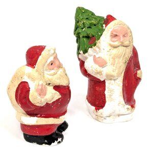 Vintage 1930s Miniature Chalkware Santas Christmas figure England Rare